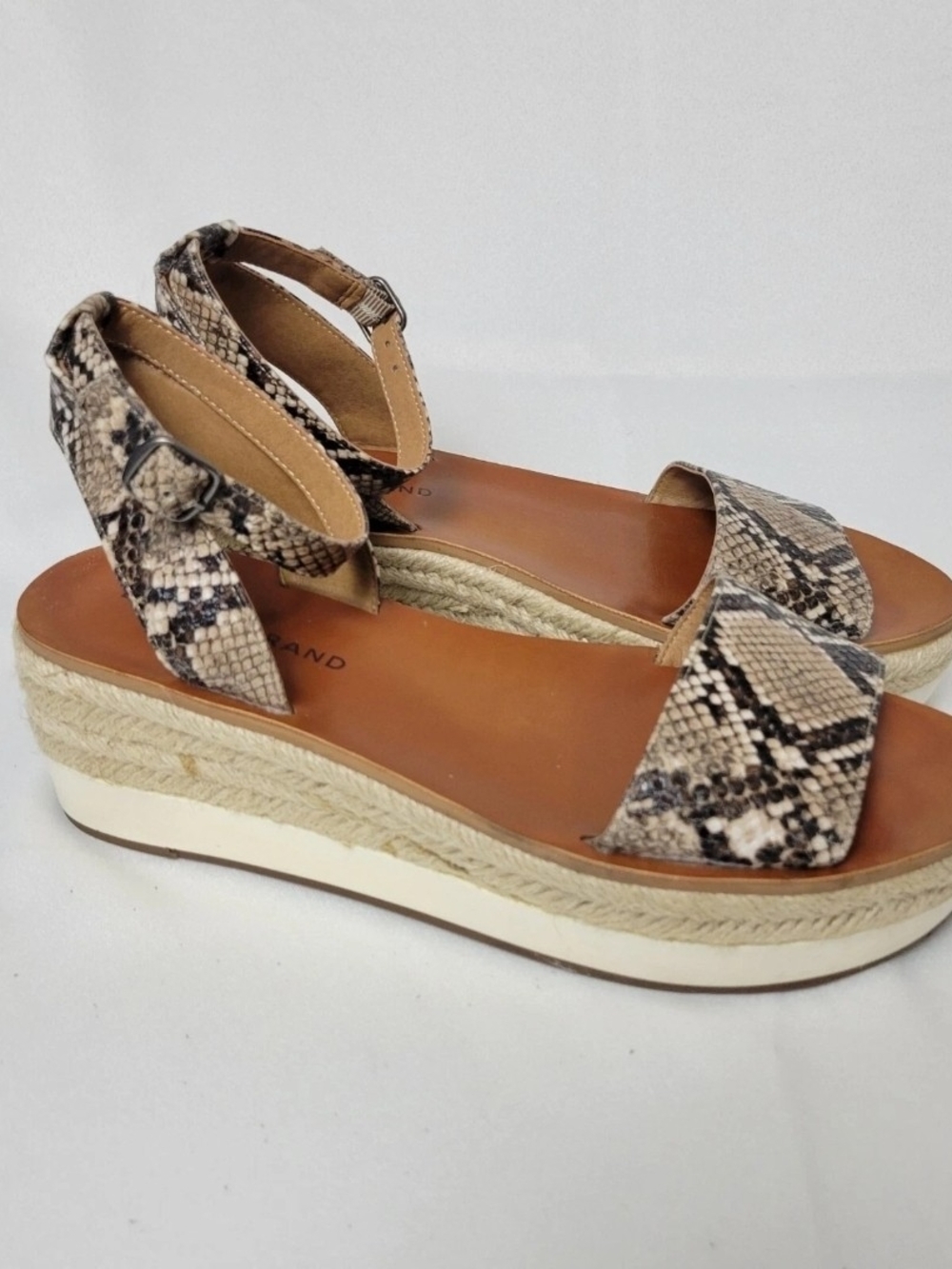 Lucky Brand Snake-Print Espadrille Platform Sandals - Beige Brown